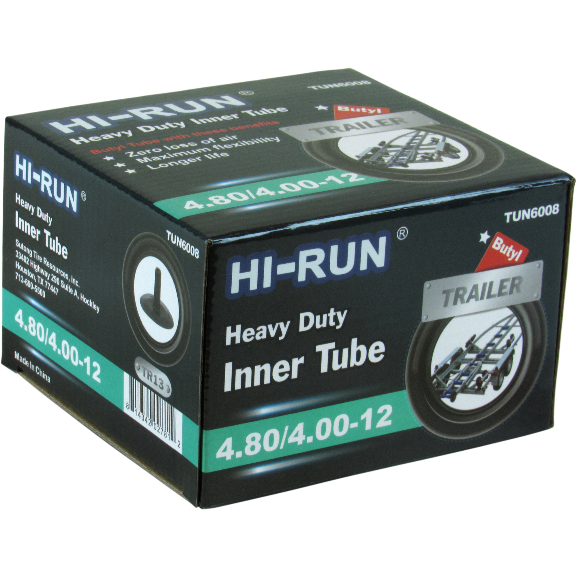 HI-RUN, Tube 4.80/4.00-12 (TR13) Trailer, Fits Rim Size 12 in, Included (qty.) 1 Model# TUN6008